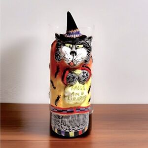 Kitty Witch Fitz & Floyd Essentials Halloween Cat Taper Candleholder 8 inch VTG